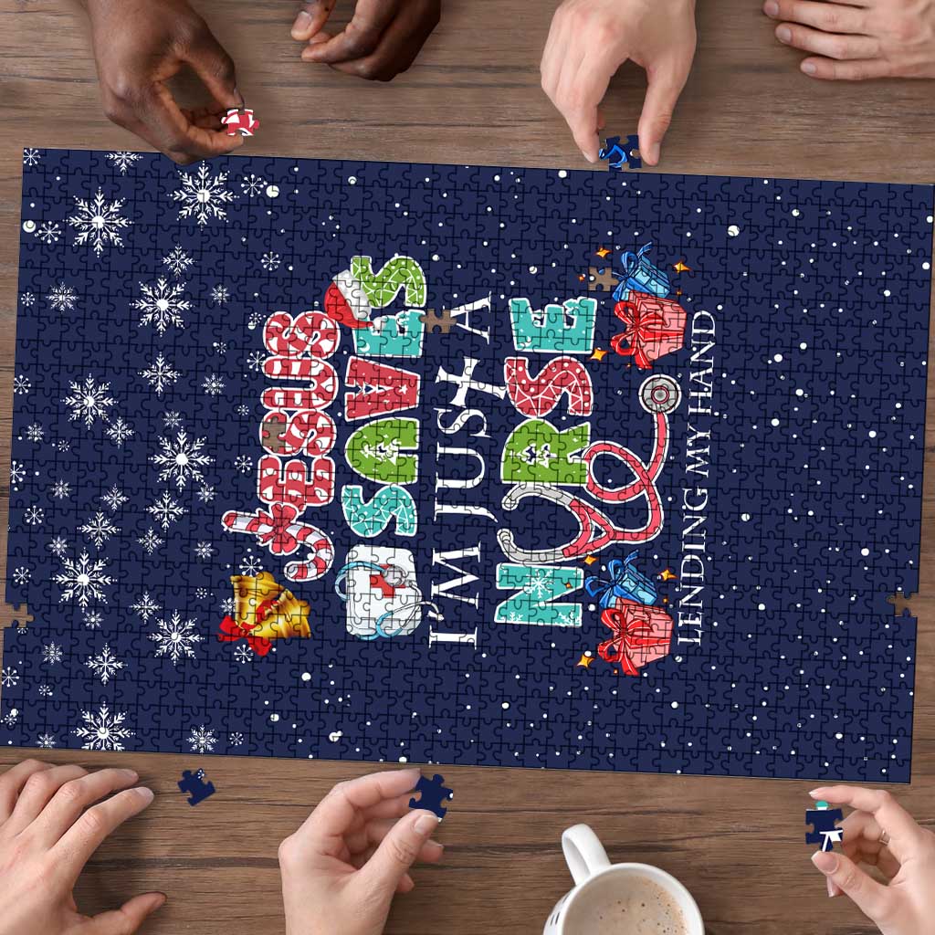 Nurse Life Jesus Christmas Puzzle Xmas Holiday Patterns - Wonder Print Shop