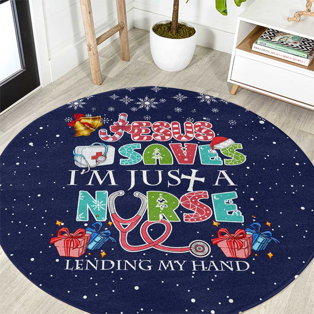 Nurse Life Jesus Christmas Round Carpet Xmas Holiday Patterns - Wonder Print Shop