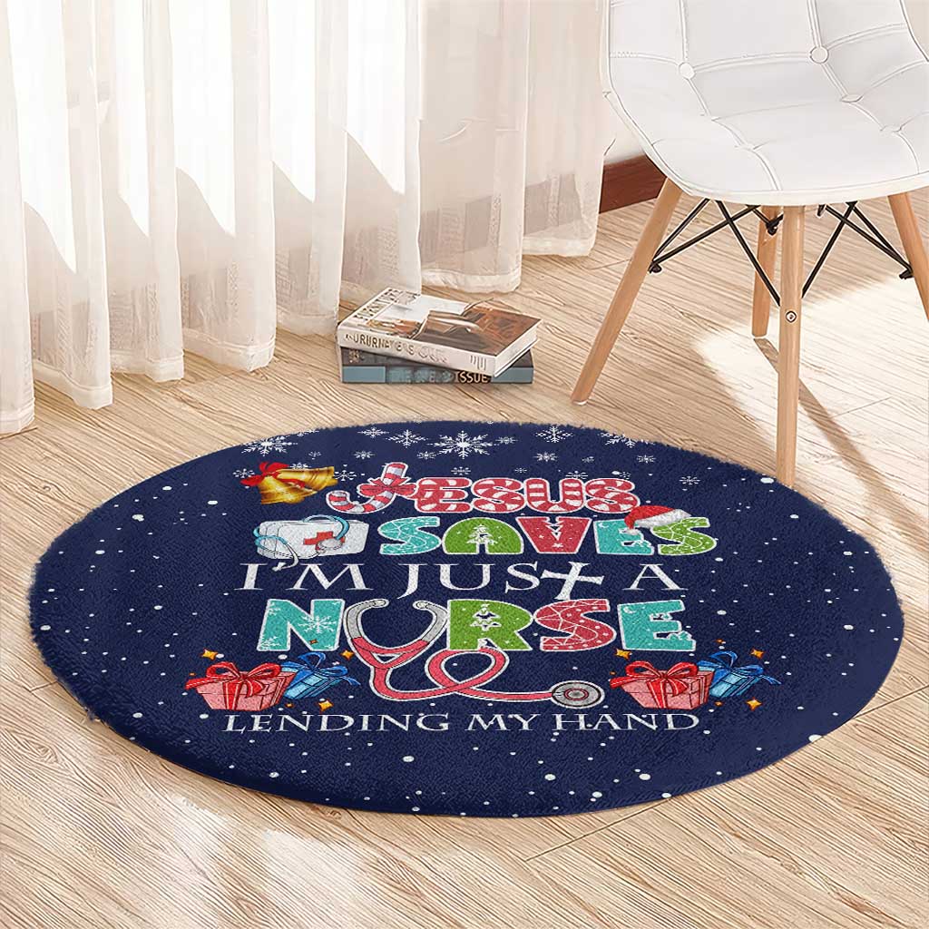 Nurse Life Jesus Christmas Round Carpet Xmas Holiday Patterns - Wonder Print Shop
