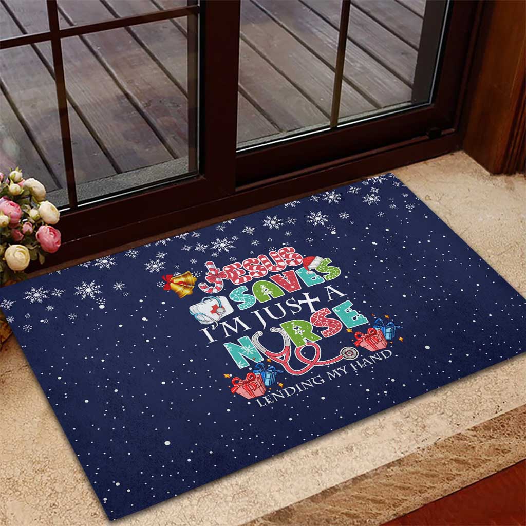 Nurse Life Jesus Christmas Rubber Doormat Xmas Holiday Patterns - Wonder Print Shop