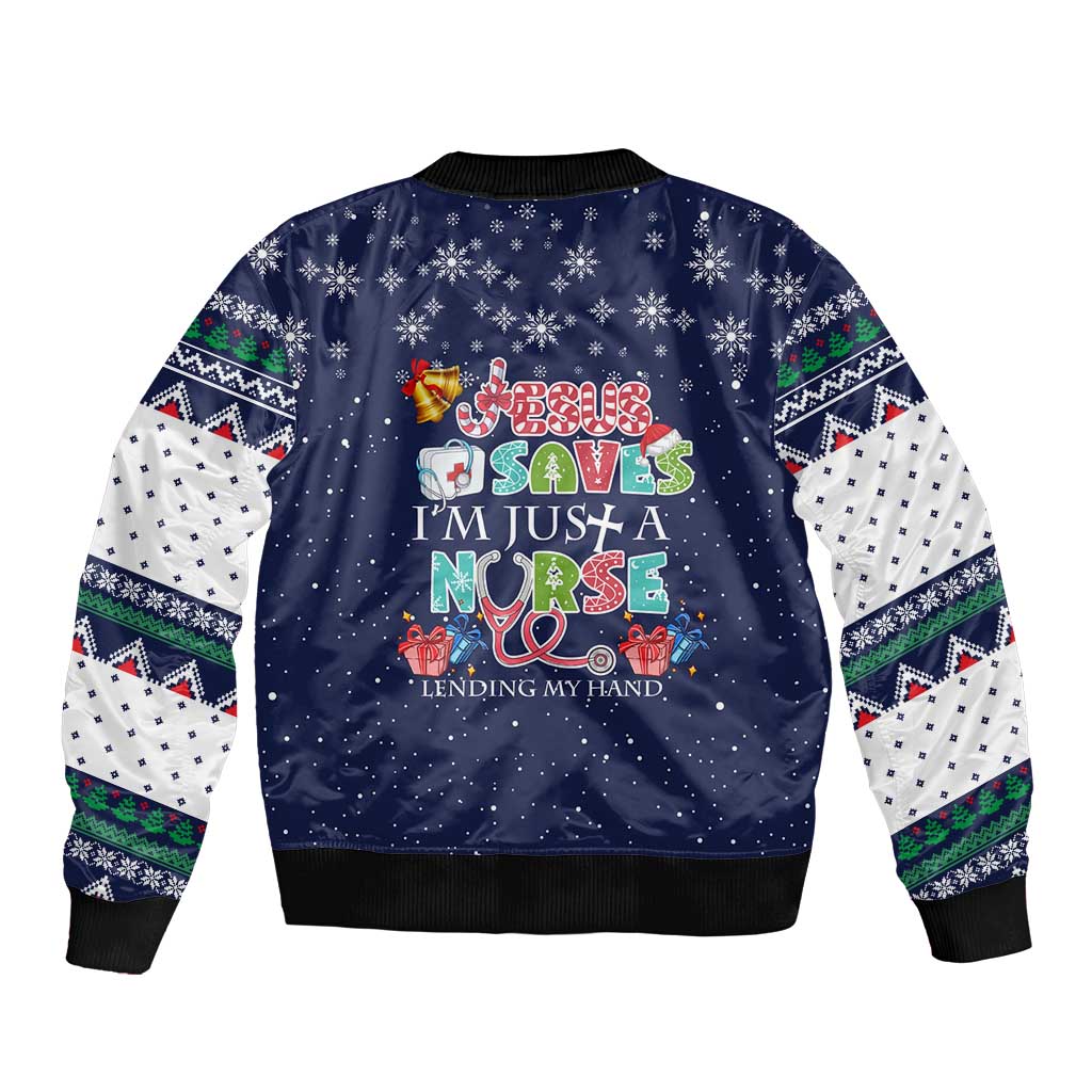 Nurse Life Jesus Christmas Sleeve Zip Bomber Jacket Xmas Holiday Patterns - Wonder Print Shop