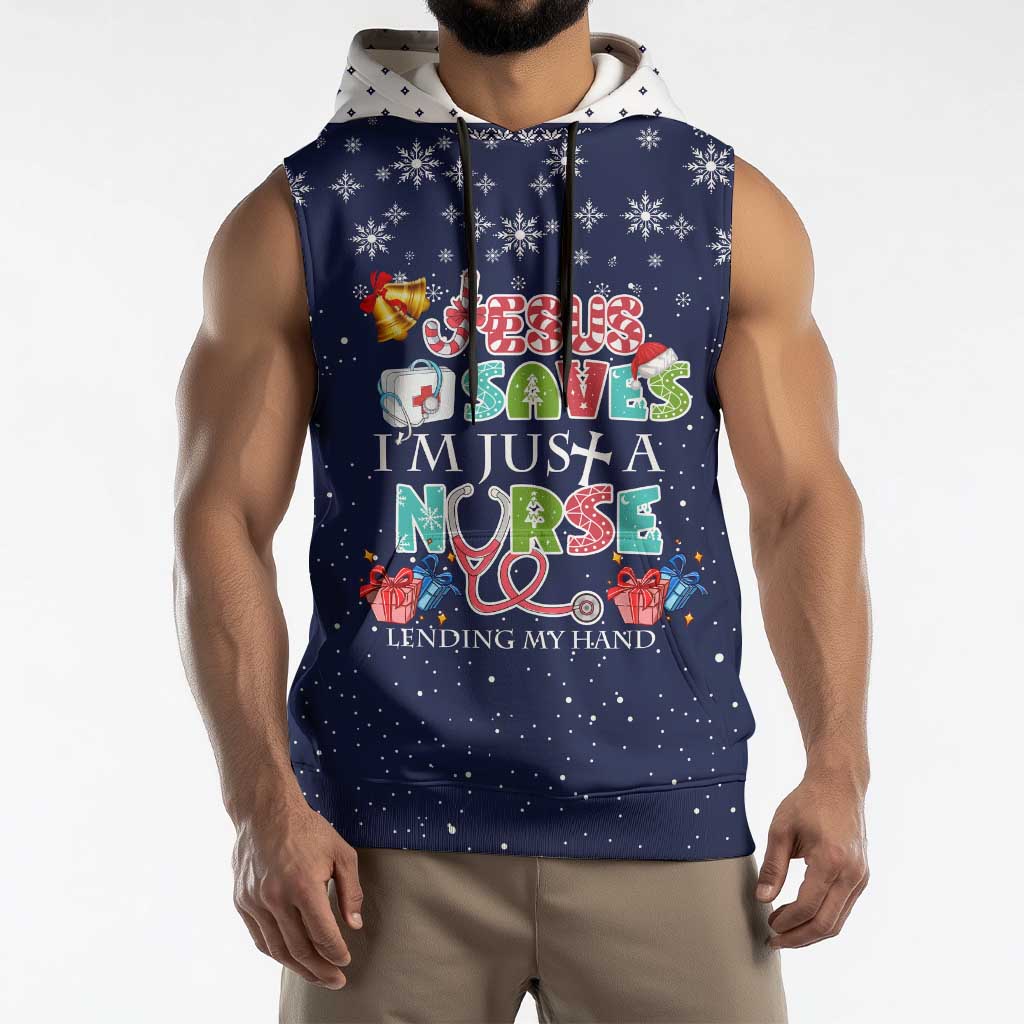 Nurse Life Jesus Christmas Sleeveless Hoodie Xmas Holiday Patterns - Wonder Print Shop