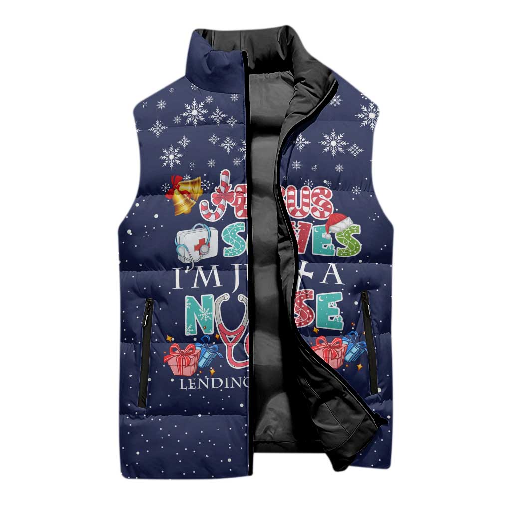 Nurse Life Jesus Christmas Sleeveless Puffer Jacket Xmas Holiday Patterns - Wonder Print Shop