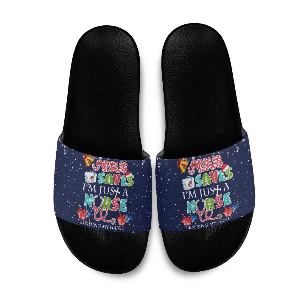 Nurse Life Jesus Christmas Slide Sandals Xmas Holiday Patterns - Wonder Print Shop