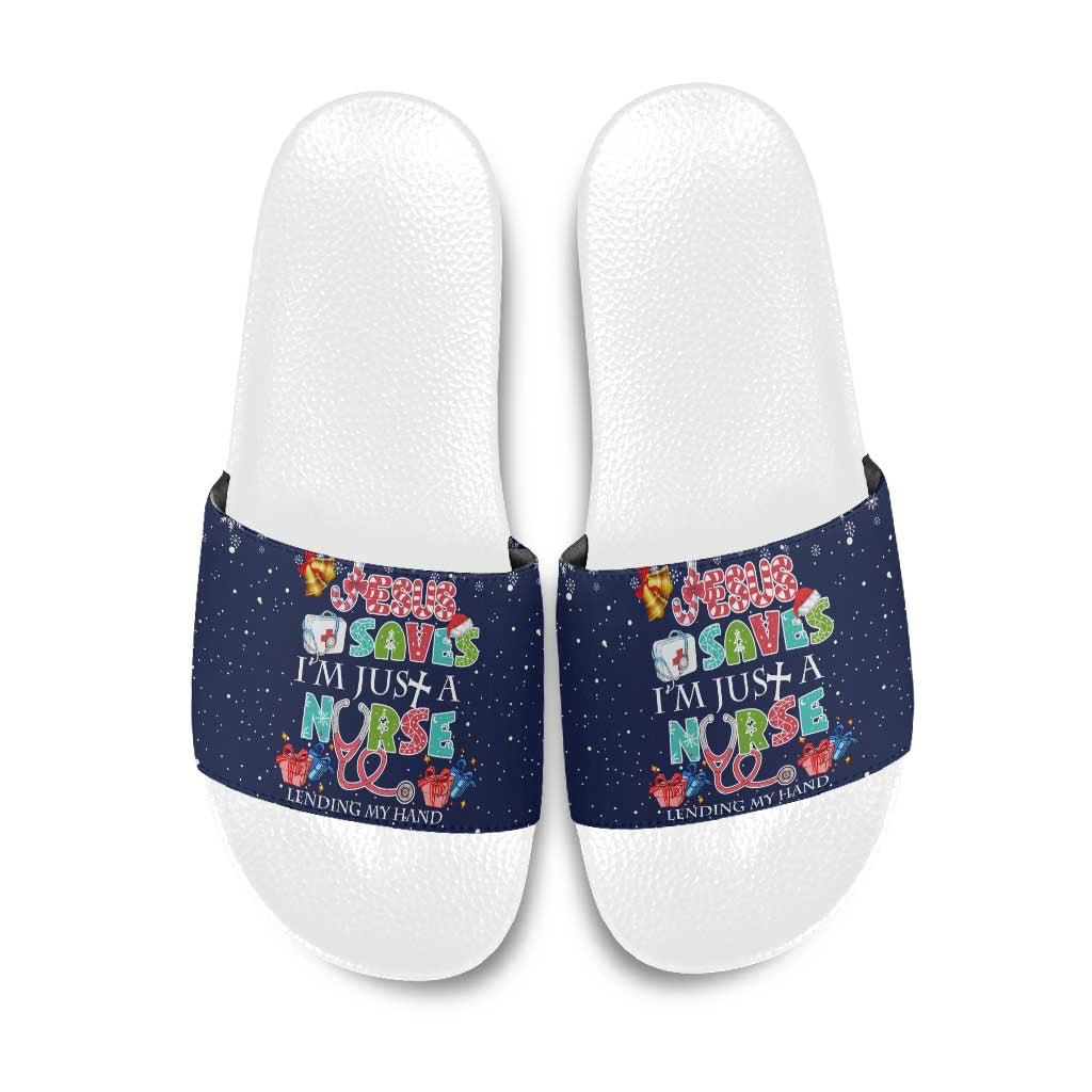 Nurse Life Jesus Christmas Slide Sandals Xmas Holiday Patterns - Wonder Print Shop