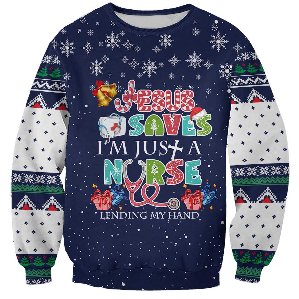 Nurse Life Jesus Christmas Sweatshirt Xmas Holiday Patterns - Wonder Print Shop