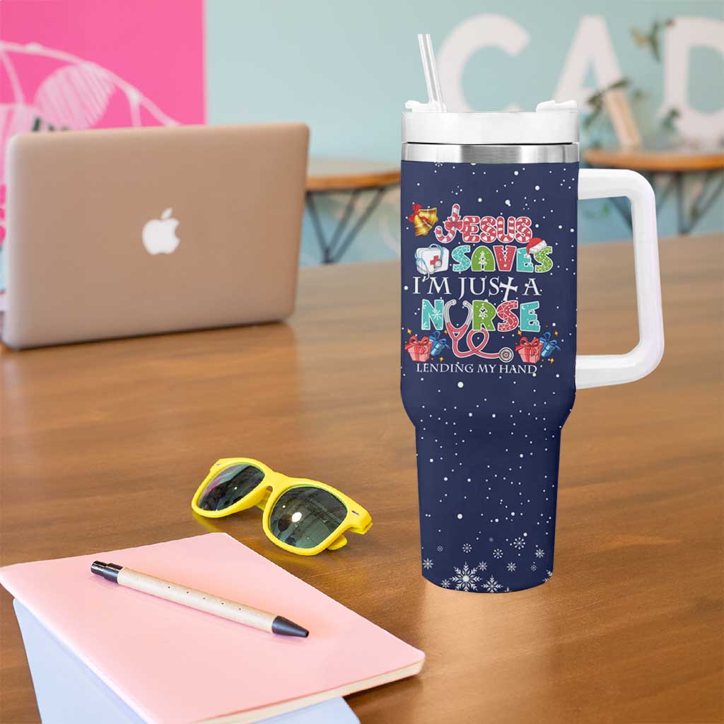 Nurse Life Jesus Christmas Tumbler With Handle Xmas Holiday Patterns - Wonder Print Shop