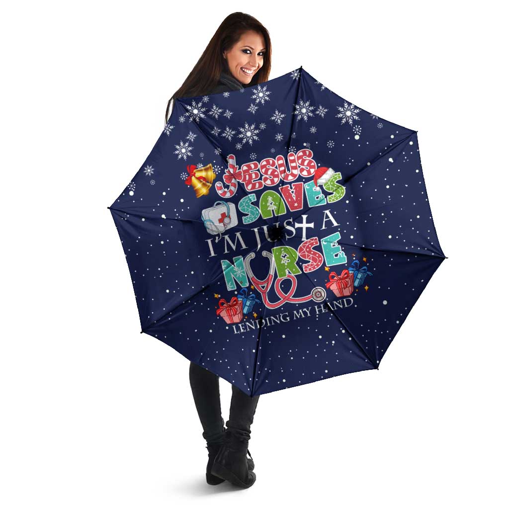 Nurse Life Jesus Christmas Umbrella Xmas Holiday Patterns - Wonder Print Shop