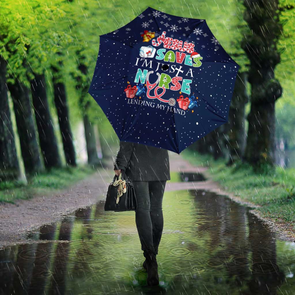 Nurse Life Jesus Christmas Umbrella Xmas Holiday Patterns - Wonder Print Shop