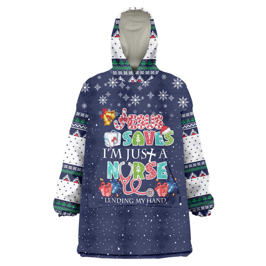 Nurse Life Jesus Christmas Wearable Blanket Hoodie Xmas Holiday Patterns - Wonder Print Shop