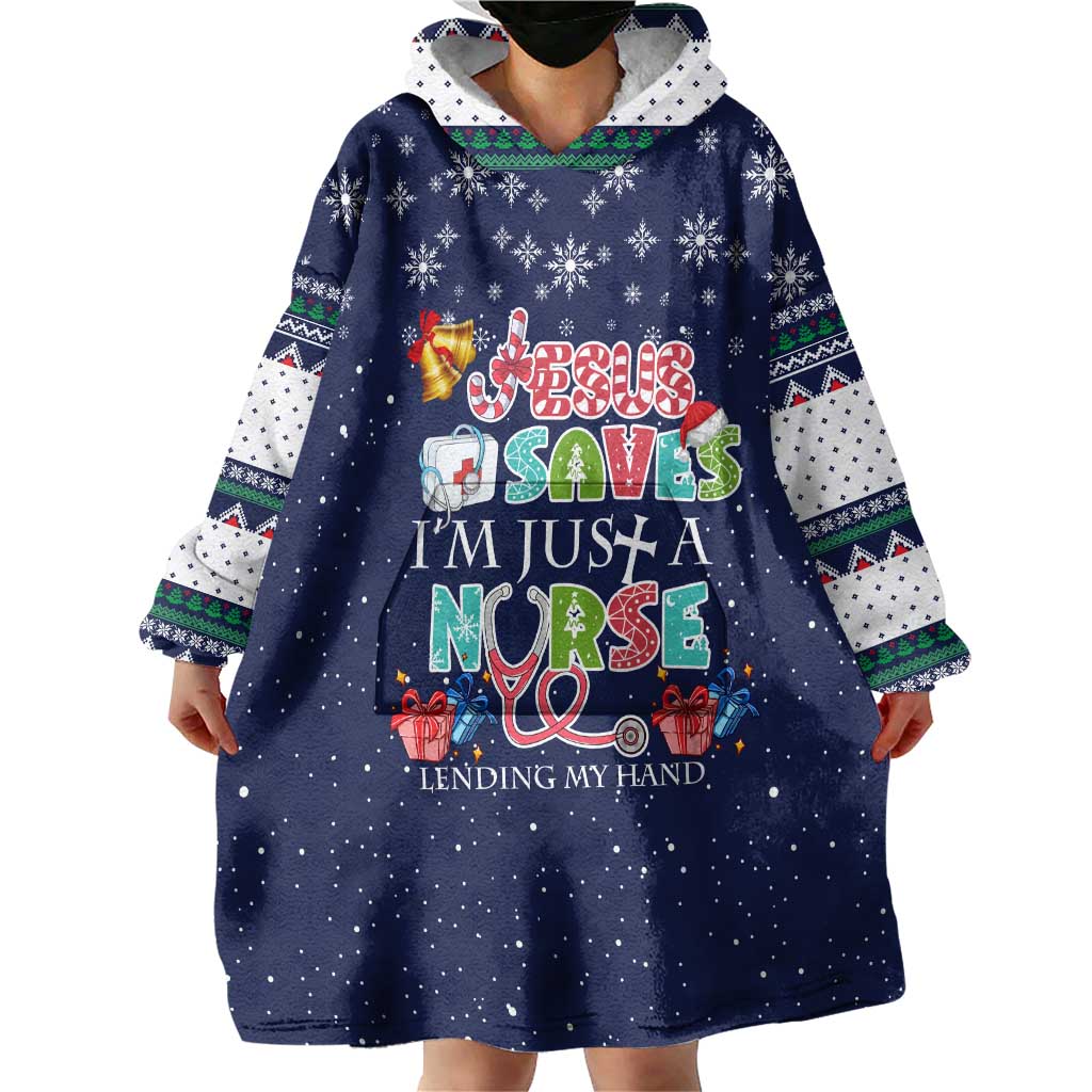 Nurse Life Jesus Christmas Wearable Blanket Hoodie Xmas Holiday Patterns - Wonder Print Shop