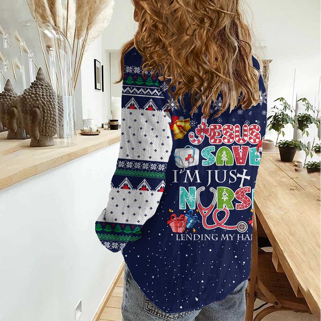 Nurse Life Jesus Christmas Women Casual Shirt Xmas Holiday Patterns - Wonder Print Shop