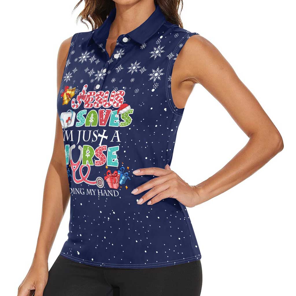 Nurse Life Jesus Christmas Women Sleeveless Polo Shirt Xmas Holiday Patterns - Wonder Print Shop