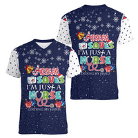 Nurse Life Jesus Christmas Women V-Neck T-Shirt Xmas Holiday Patterns - Wonder Print Shop
