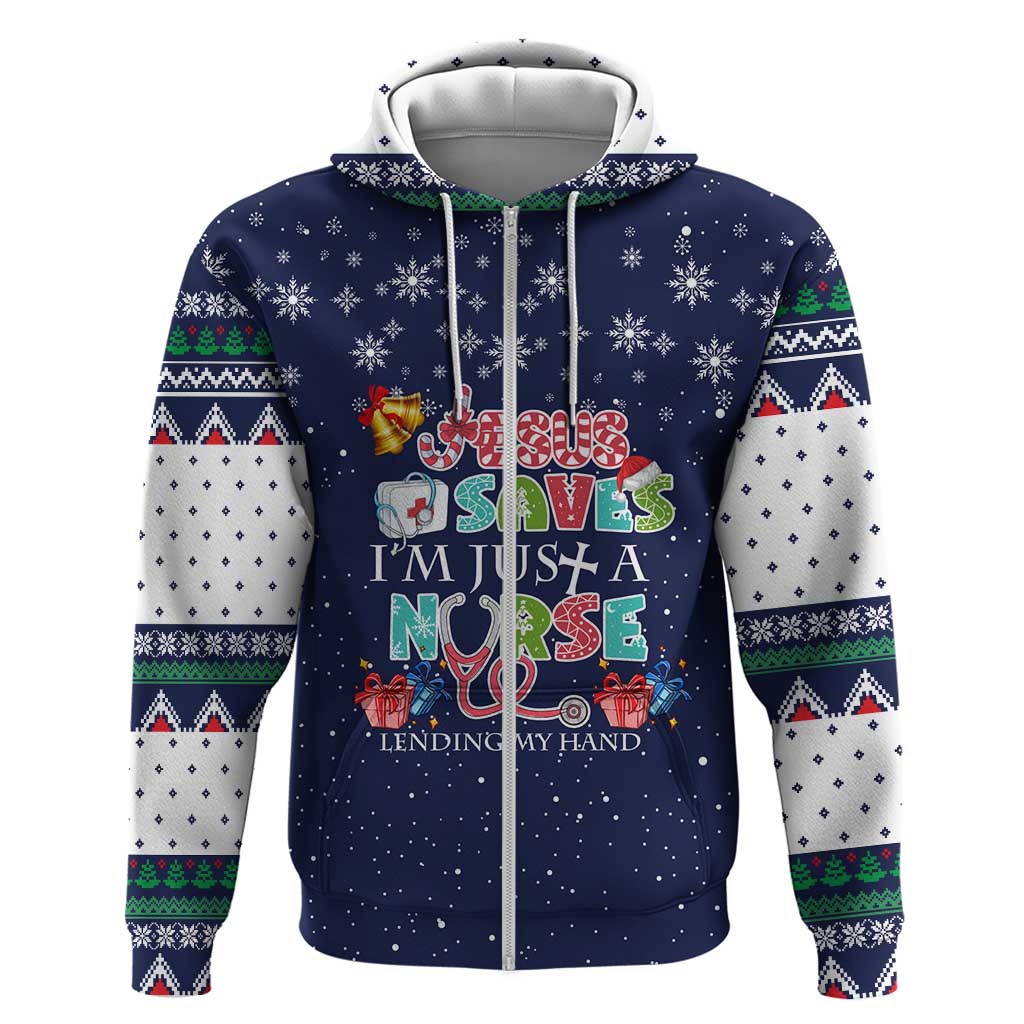Nurse Life Jesus Christmas Zip Hoodie Xmas Holiday Patterns - Wonder Print Shop