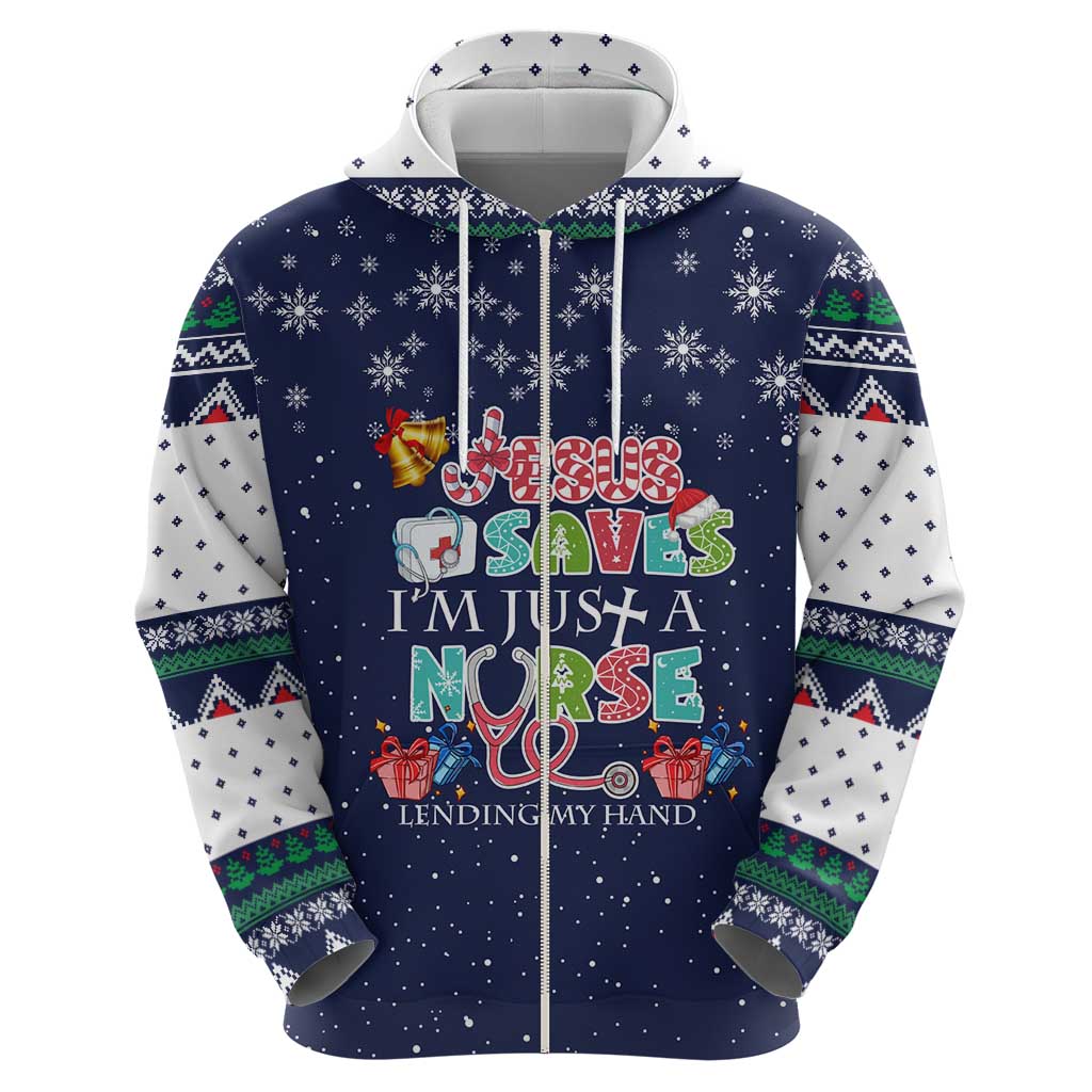 Nurse Life Jesus Christmas Zip Hoodie Xmas Holiday Patterns - Wonder Print Shop
