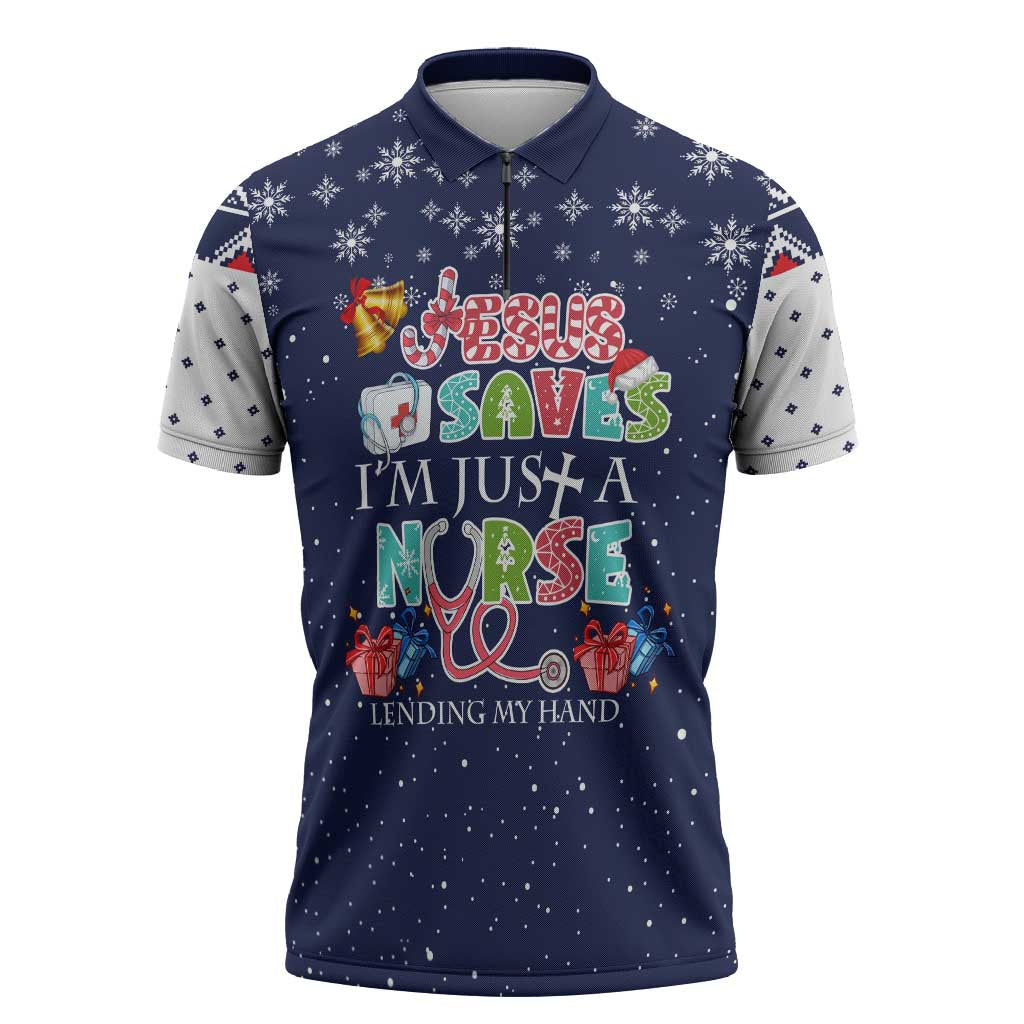 Nurse Life Jesus Christmas Zipper Polo Shirt Xmas Holiday Patterns - Wonder Print Shop