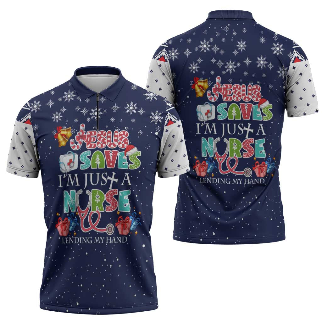 Nurse Life Jesus Christmas Zipper Polo Shirt Xmas Holiday Patterns - Wonder Print Shop