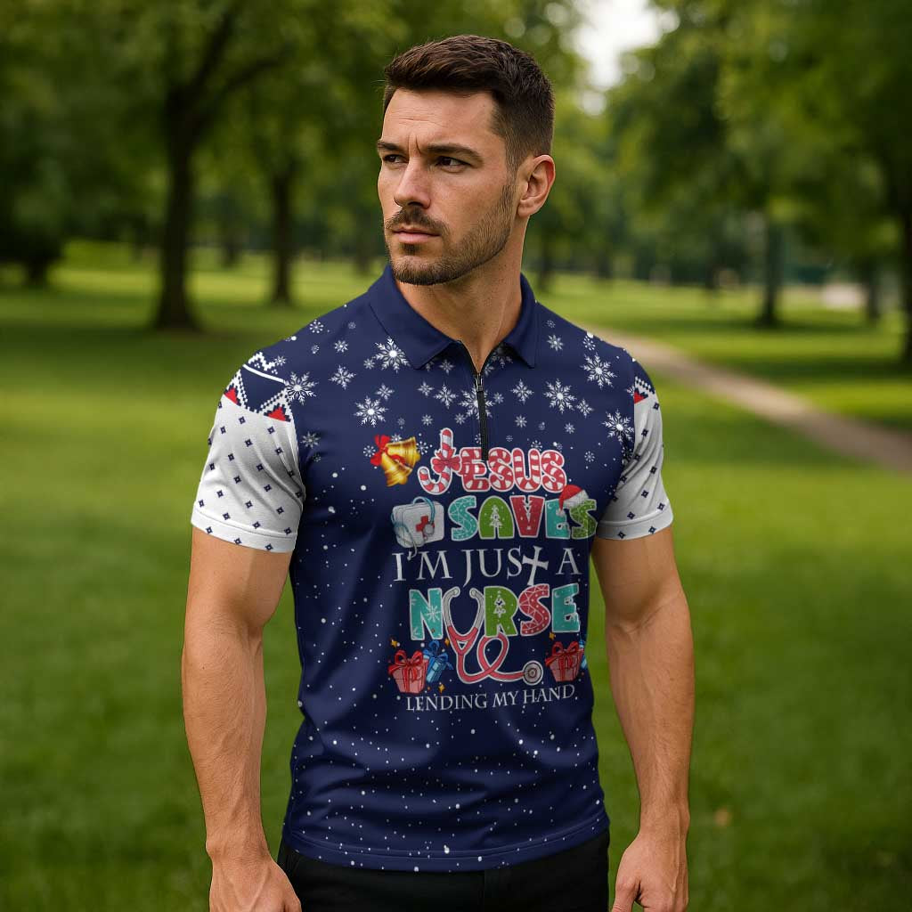 Nurse Life Jesus Christmas Zipper Polo Shirt Xmas Holiday Patterns - Wonder Print Shop