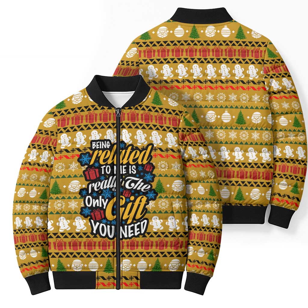The Only Gift You Need Christmas Bomber Puffer Jacket Xmas Holiday Patterns - Wonder Print Shop