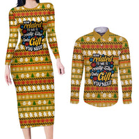 The Only Gift You Need Christmas Couples Matching Long Sleeve Bodycon Dress and Long Sleeve Button Shirt Xmas Holiday Patterns - Wonder Print Shop