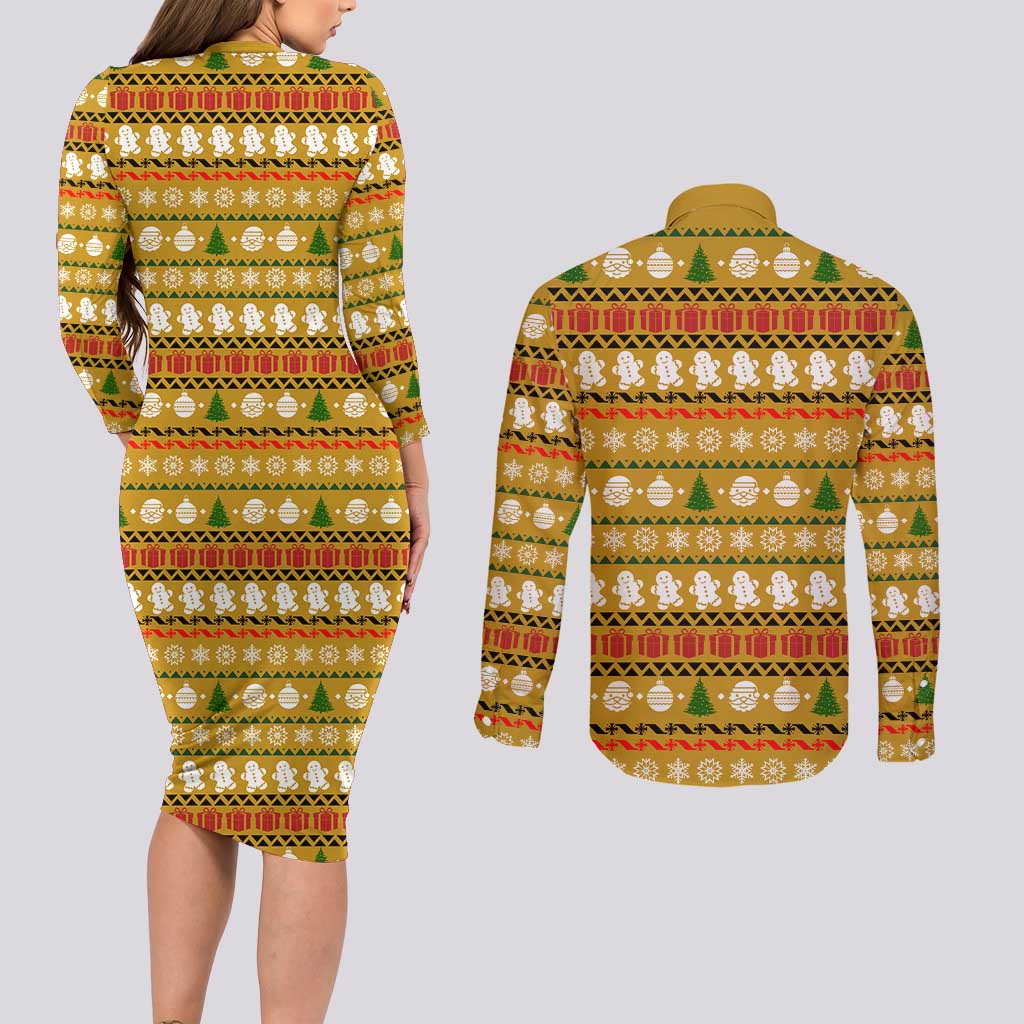 The Only Gift You Need Christmas Couples Matching Long Sleeve Bodycon Dress and Long Sleeve Button Shirt Xmas Holiday Patterns - Wonder Print Shop