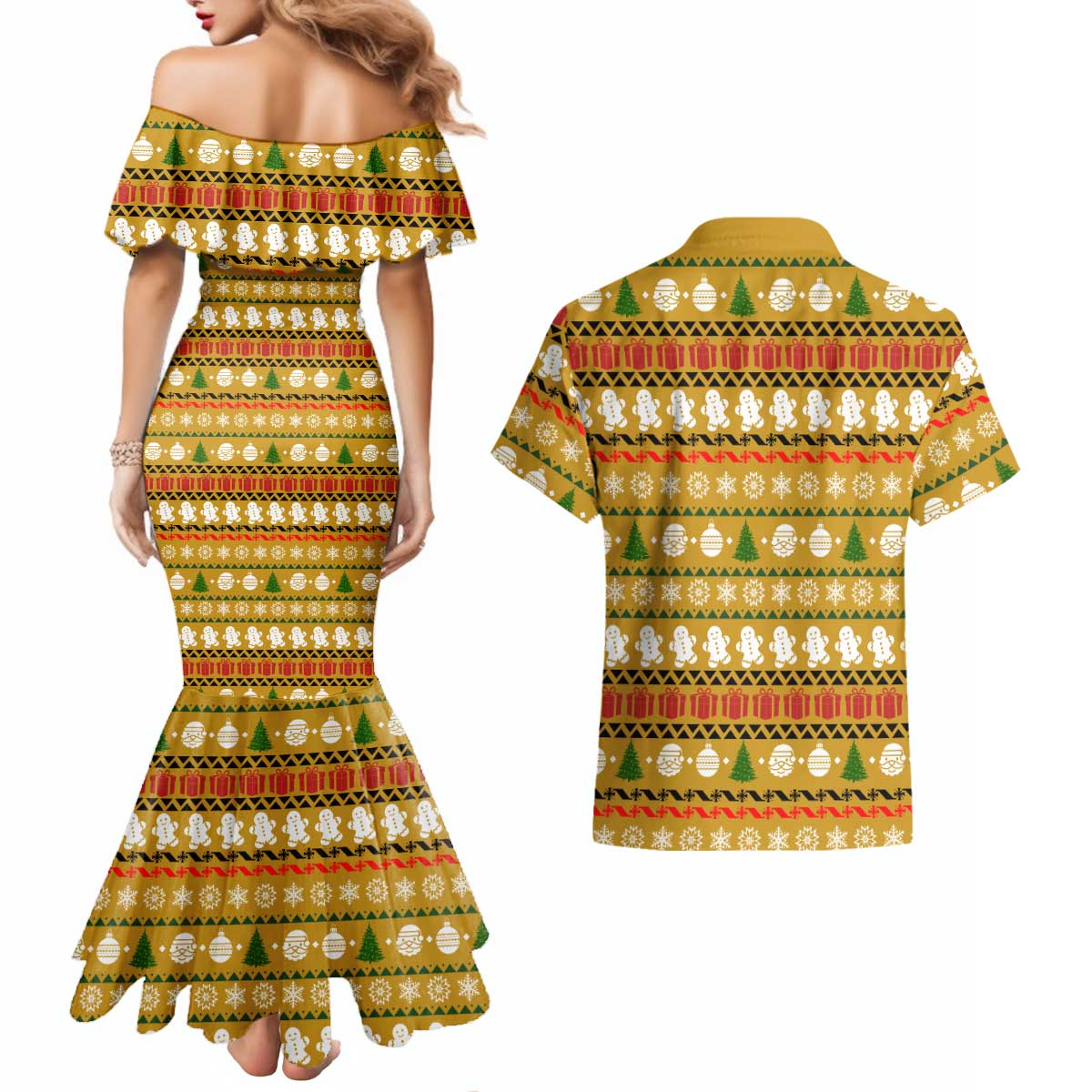 The Only Gift You Need Christmas Couples Matching Mermaid Dress and Hawaiian Shirt Xmas Holiday Patterns - Wonder Print Shop