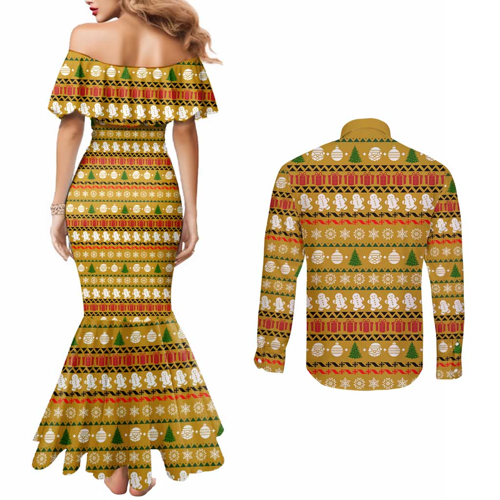 The Only Gift You Need Christmas Couples Matching Mermaid Dress and Long Sleeve Button Shirt Xmas Holiday Patterns - Wonder Print Shop