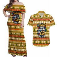 The Only Gift You Need Christmas Couples Matching Off Shoulder Maxi Dress and Hawaiian Shirt Xmas Holiday Patterns - Wonder Print Shop