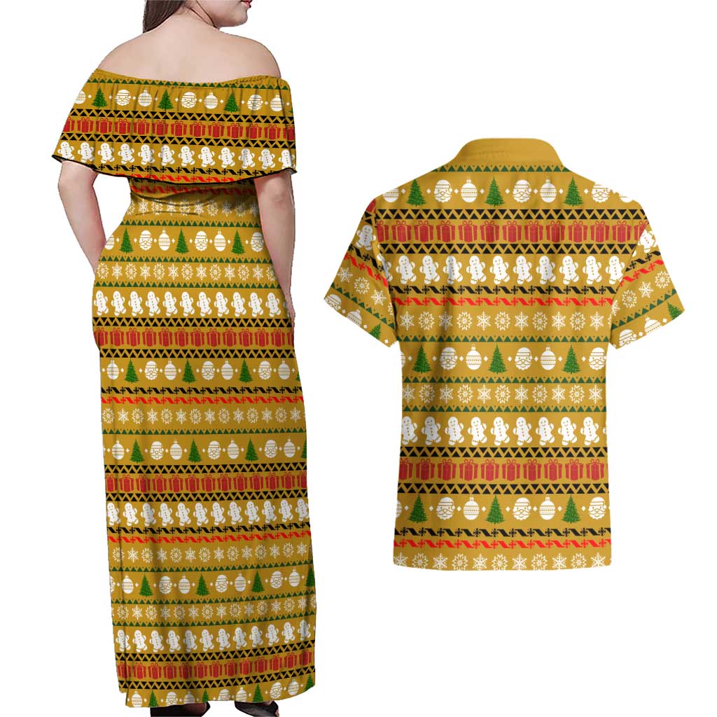 The Only Gift You Need Christmas Couples Matching Off Shoulder Maxi Dress and Hawaiian Shirt Xmas Holiday Patterns - Wonder Print Shop