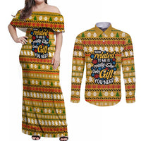 The Only Gift You Need Christmas Couples Matching Off Shoulder Maxi Dress and Long Sleeve Button Shirt Xmas Holiday Patterns - Wonder Print Shop