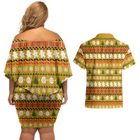 The Only Gift You Need Christmas Couples Matching Off Shoulder Short Dress and Hawaiian Shirt Xmas Holiday Patterns - Wonder Print Shop