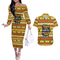 The Only Gift You Need Christmas Couples Matching Off The Shoulder Long Sleeve Dress and Hawaiian Shirt Xmas Holiday Patterns - Wonder Print Shop