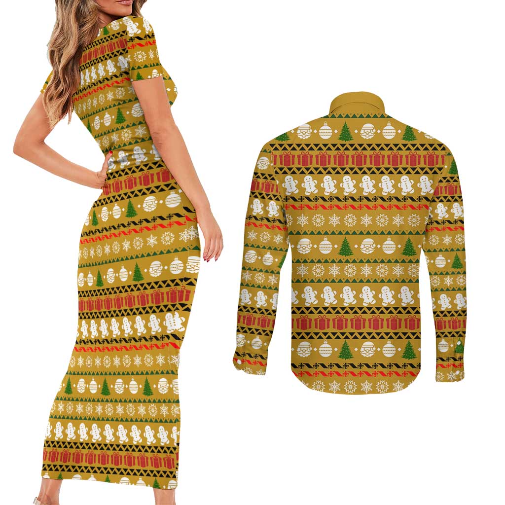 The Only Gift You Need Christmas Couples Matching Short Sleeve Bodycon Dress and Long Sleeve Button Shirt Xmas Holiday Patterns - Wonder Print Shop