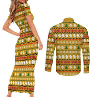 The Only Gift You Need Christmas Couples Matching Short Sleeve Bodycon Dress and Long Sleeve Button Shirt Xmas Holiday Patterns - Wonder Print Shop
