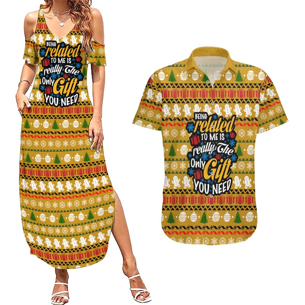 The Only Gift You Need Christmas Couples Matching Summer Maxi Dress and Hawaiian Shirt Xmas Holiday Patterns - Wonder Print Shop
