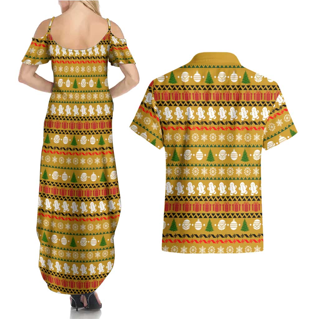The Only Gift You Need Christmas Couples Matching Summer Maxi Dress and Hawaiian Shirt Xmas Holiday Patterns - Wonder Print Shop