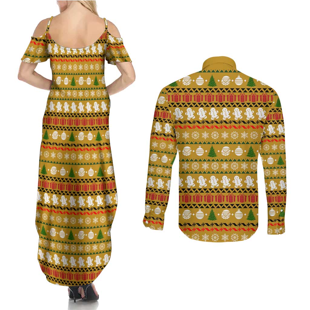 The Only Gift You Need Christmas Couples Matching Summer Maxi Dress and Long Sleeve Button Shirt Xmas Holiday Patterns - Wonder Print Shop
