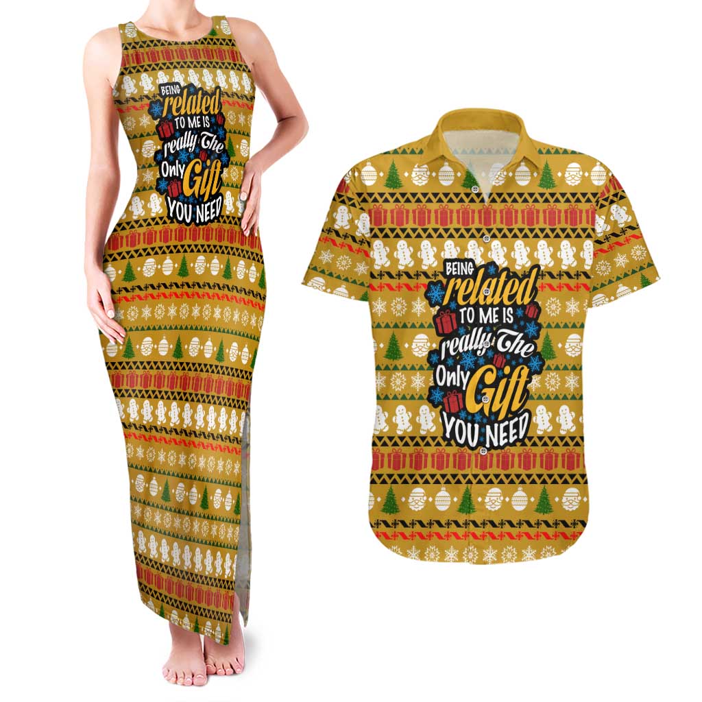 The Only Gift You Need Christmas Couples Matching Tank Maxi Dress and Hawaiian Shirt Xmas Holiday Patterns - Wonder Print Shop