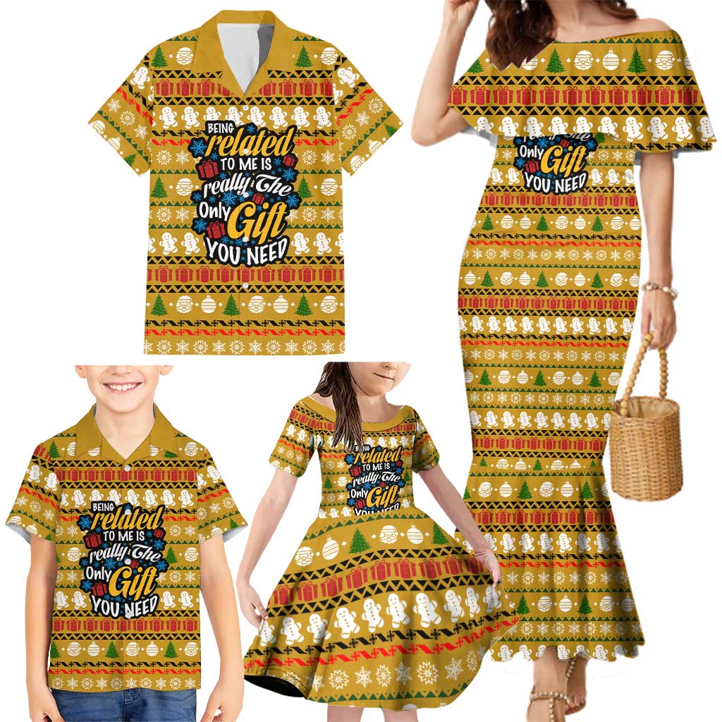 The Only Gift You Need Christmas Family Matching Mermaid Dress and Hawaiian Shirt Xmas Holiday Patterns - Wonder Print Shop