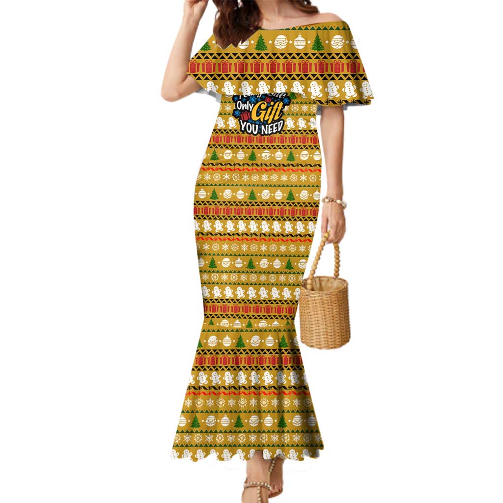 The Only Gift You Need Christmas Family Matching Mermaid Dress and Hawaiian Shirt Xmas Holiday Patterns - Wonder Print Shop
