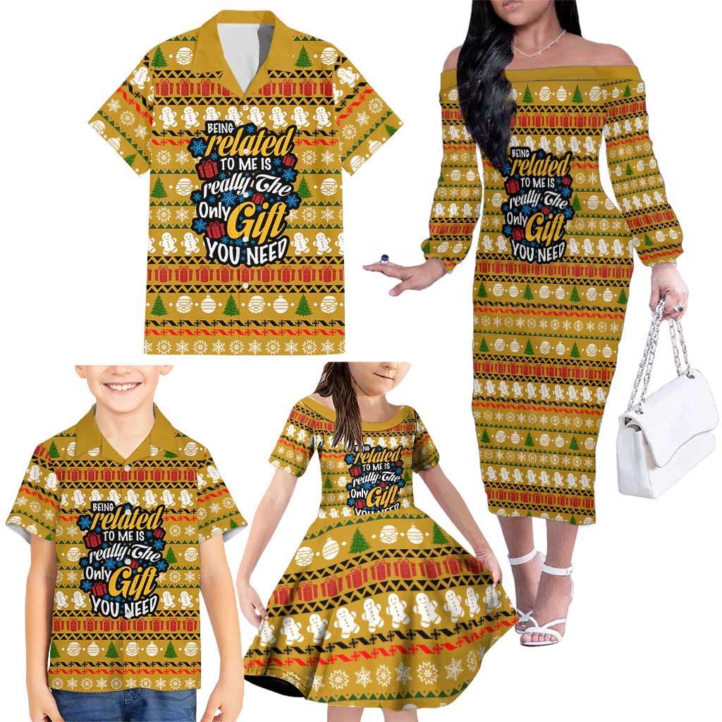 The Only Gift You Need Christmas Family Matching Off The Shoulder Long Sleeve Dress and Hawaiian Shirt Xmas Holiday Patterns - Wonder Print Shop