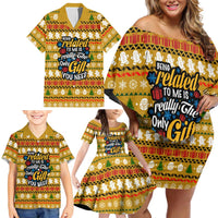 The Only Gift You Need Christmas Family Matching Off Shoulder Short Dress and Hawaiian Shirt Xmas Holiday Patterns - Wonder Print Shop