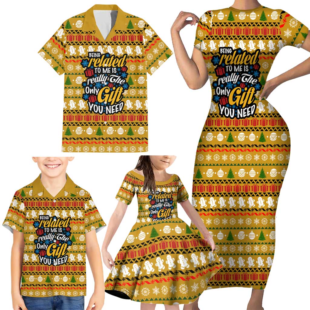 The Only Gift You Need Christmas Family Matching Short Sleeve Bodycon Dress and Hawaiian Shirt Xmas Holiday Patterns - Wonder Print Shop