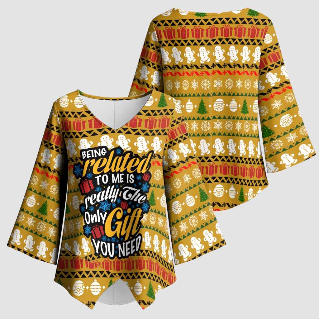 The Only Gift You Need Christmas Kimono Sleeve Blouse Xmas Holiday Patterns - Wonder Print Shop