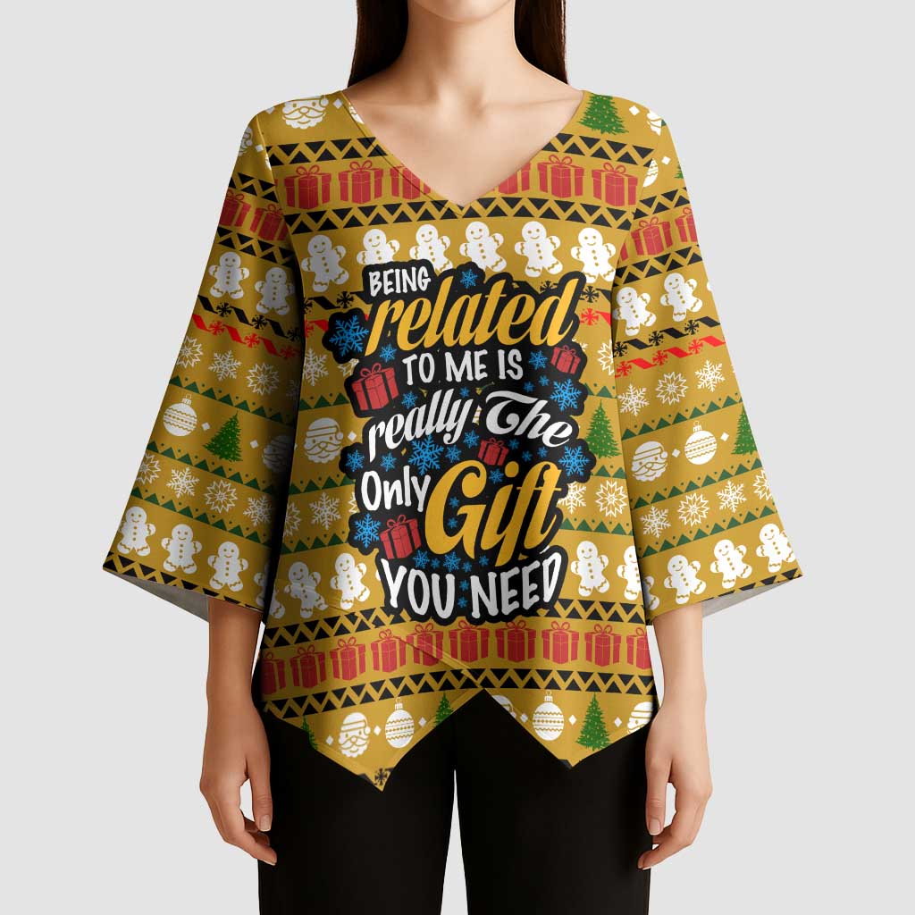 The Only Gift You Need Christmas Kimono Sleeve Blouse Xmas Holiday Patterns - Wonder Print Shop