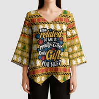 The Only Gift You Need Christmas Kimono Sleeve Blouse Xmas Holiday Patterns - Wonder Print Shop