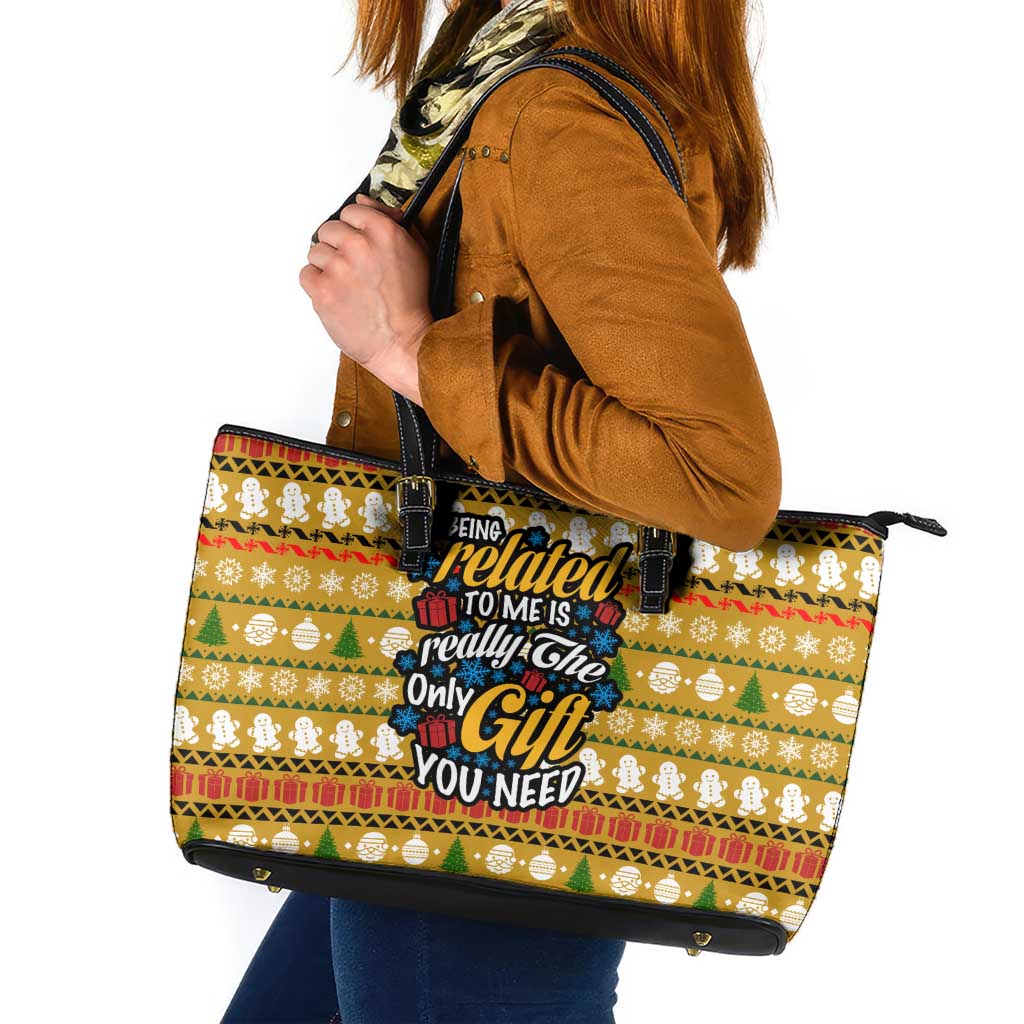 The Only Gift You Need Christmas Leather Tote Bag Xmas Holiday Patterns - Wonder Print Shop