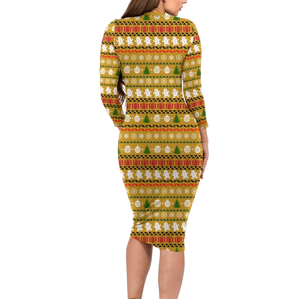 The Only Gift You Need Christmas Long Sleeve Bodycon Dress Xmas Holiday Patterns - Wonder Print Shop