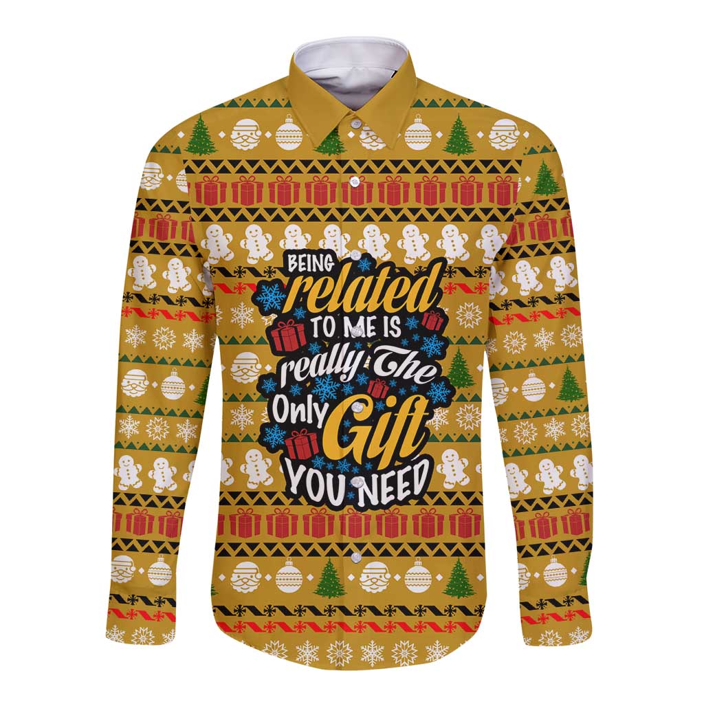 The Only Gift You Need Christmas Long Sleeve Button Shirt Xmas Holiday Patterns - Wonder Print Shop